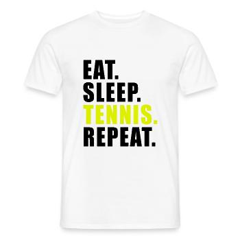 EAT SLEEP TENNIS REPEAT CADEAU TENNIS COURT BALL - T-shirt homme - blanc - Devant - AI Model Male 178 dark (178cm)