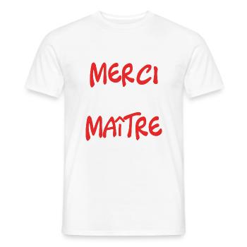 MASTER. THANK YOU. THANK YOU, MASTER. MASTER. MASTER GIFT - Men's T-Shirt - white - Front - AI Model Male 178 dark (178cm)