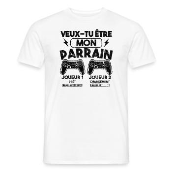 Veux-tu être mon parrain, Demande parrain gamer - T-shirt homme - blanc - Devant - AI Model Male 178 dark (178cm)