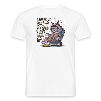 Drôle de chemise de café tasse de café chat cadeau de Noël - T-shirt homme - blanc - Devant - AI Model Male 178 dark (178cm)