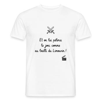 on lui pèlera le jonc comme au bailli du Limousin - T-shirt homme - blanc - Devant - AI Model Male 178 dark (178cm)