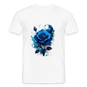 encre, rose bleue, illustration, peinture, graffiti - T-shirt homme - blanc - Devant - AI Model Male 178 dark (178cm)