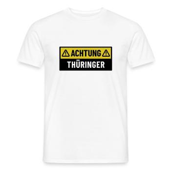 Achtung Thüringer - Regionaler Spruch - Männer T-Shirt - Weiß - Vorne - AI Model Male 178 dark (178cm)