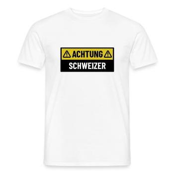 Achtung Schweizer - Regionaler Spruch - Männer T-Shirt - Weiß - Vorne - AI Model Male 178 dark (178cm)