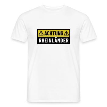 Achtung Rheinländer - Regionaler Spruch - Männer T-Shirt - Weiß - Vorne - AI Model Male 178 dark (178cm)
