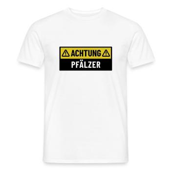 Achtung Pfälzer - Regionaler Spruch - Männer T-Shirt - Weiß - Vorne - AI Model Male 178 dark (178cm)