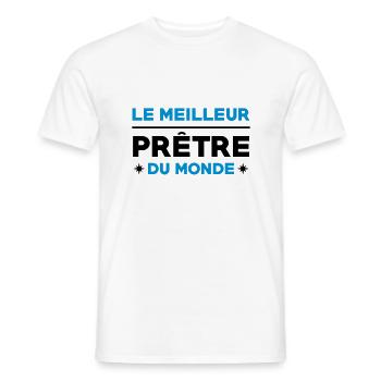 Prêtre / Pretre / Curé / Catho / Catholique - T-shirt homme - blanc - Devant - AI Model Male 178 dark (178cm)
