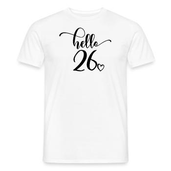 Hello 26 - Mignon cadeau de 26e anniversaire pour femmes - T-shirt homme - blanc - Devant - AI Model Male 178 dark (178cm)