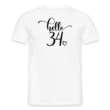 Hello 34 - Cute 34th Birthday Gift For Women - Men's T-Shirt - white - Front - AI Model Male 178 dark (178cm)