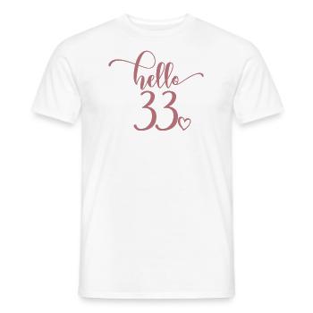 Hello 33 - Cute 33rd Birthday Gift For Women - Men's T-Shirt - white - Front - AI Model Male 178 dark (178cm)