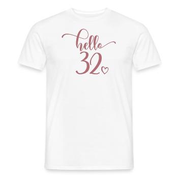 Hello 32 - Cute 32nd Birthday Gift For Women - Men's T-Shirt - white - Front - AI Model Male 178 dark (178cm)