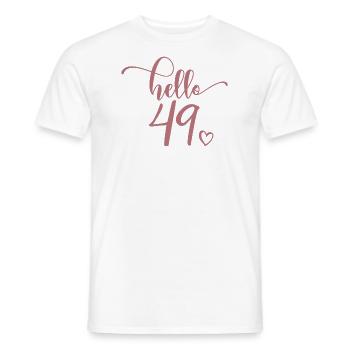Hello 49 - Mignon cadeau de 49e anniversaire pour femmes - T-shirt homme - blanc - Devant - AI Model Male 178 dark (178cm)