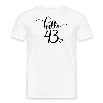 Hello 43 - Mignon cadeau de 43e anniversaire pour femmes - T-shirt homme - blanc - Devant - AI Model Male 178 dark (178cm)