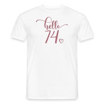 Hallo 74 - Süßes Geschenk zum 74. Geburtstag, 74 Jahre alt - Männer T-Shirt - Weiß - Vorne - AI Model Male 178 dark (178cm)