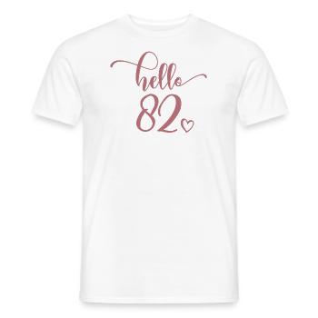 Hello 82 - Mignon cadeau de 82e anniversaire pour femmes - T-shirt homme - blanc - Devant - AI Model Male 178 dark (178cm)