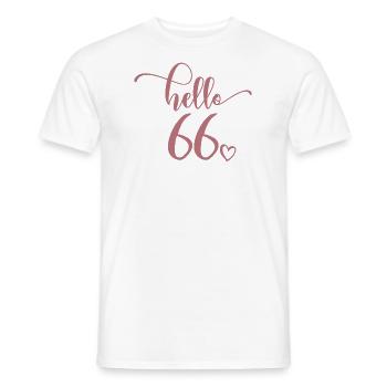 Hello 66 - Cute 66th Birthday Gift For Women - Men's T-Shirt - white - Front - AI Model Male 178 dark (178cm)