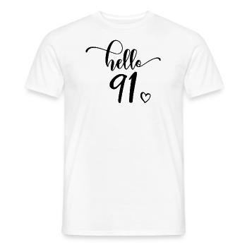 Hallo 91 - Süßes Geschenk zum 91. Geburtstag, 91 Jahre alt - Männer T-Shirt - Weiß - Vorne - AI Model Male 178 dark (178cm)