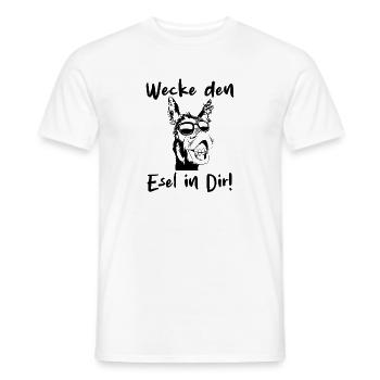 Wecke den Esel in dir - solo schwarze Schrift - Männer T-Shirt - Weiß - Vorne - AI Model Male 178 dark (178cm)