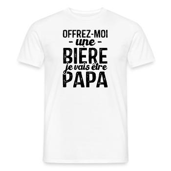 Offrez moi une bière je vais être papa - T-shirt homme - blanc - Devant - AI Model Male 178 dark (178cm)