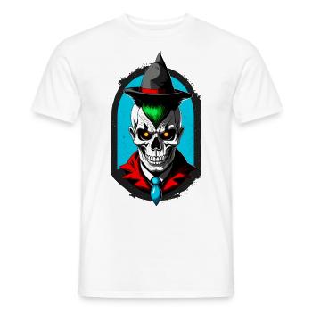 Un élève magicien avec crâne et chapeau pointu - T-shirt homme - blanc - Devant - AI Model Male 178 dark (178cm)