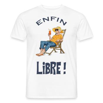 Enfin libre, ah la retraite... - T-shirt homme - blanc - Devant - AI Model Male 178 dark (178cm)
