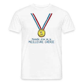 T-shirt Médaille d'or de la meilleure chérie - T-shirt homme - blanc - Devant - AI Model Male 178 dark (178cm)