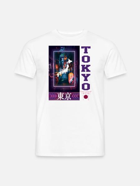 Tokyo Japan Kanji im Cyberpunk-Stil - Männer T-Shirt - Weiß