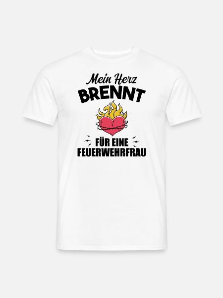 Mein Herz brennt für eine Feuerwehrfrau - Männer T-Shirt - Weiß