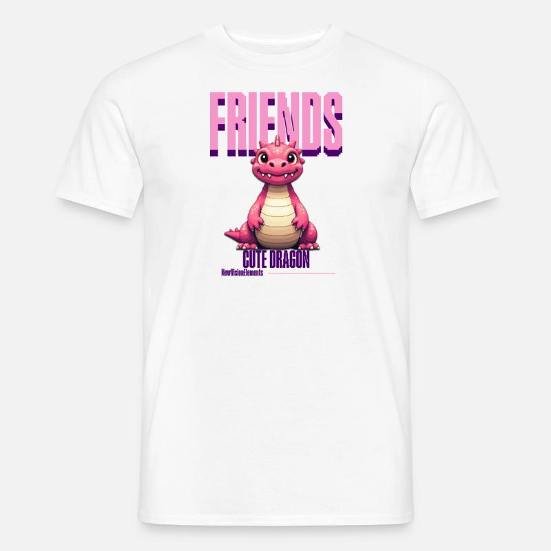 Süßer pinker Drache - Männer T-Shirt - Weiß