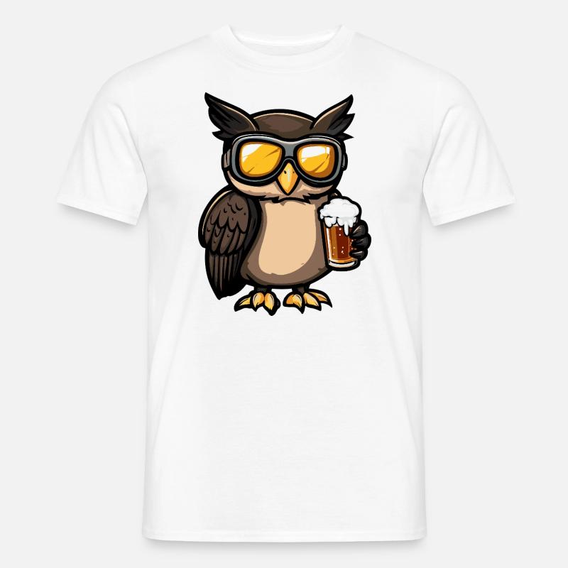 Eule Apres Ski Bier Comic - Männer T-Shirt - Weiß
