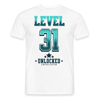 Level 31 Unlocked – Gamer's Birthday - Men's T-Shirt - white - Front - AI Model Male 178 dark (178cm)