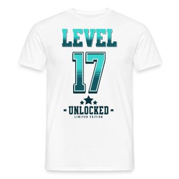 Niveau 17 débloqué – Anniversaire du joueur - T-shirt homme - blanc - Devant - AI Model Male 178 dark (178cm)