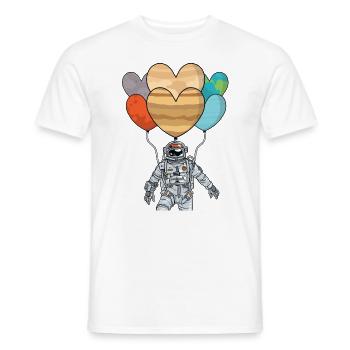 Astronaut with balloon - solar system planet - Men's T-Shirt - white - Front - AI Model Male 178 dark (178cm)