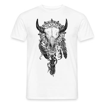 Skull Dreamcatcher Tattoo - Men's T-Shirt - white - Front - AI Model Male 178 dark (178cm)