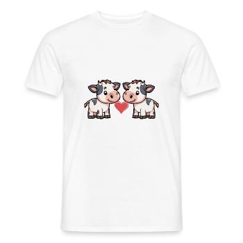 Kuh Paar Valentinstag - Männer T-Shirt - Weiß - Vorne - AI Model Male 178 dark (178cm)