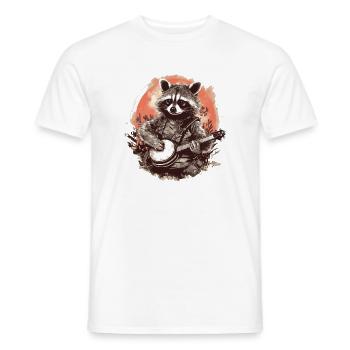 Playful Banjo Raccoon Unique Bluegrass Music - Männer T-Shirt - Weiß - Vorne - AI Model Male 178 dark (178cm)