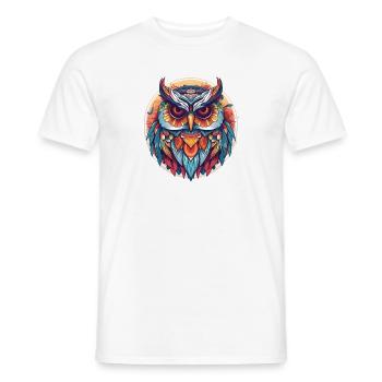 Eule im Kreis, bunt, mit Federn, geometrisch - Männer T-Shirt - Weiß - Vorne - AI Model Male 178 dark (178cm)