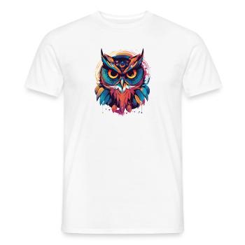 Mignon bohème hibou indie coloré - T-shirt homme - blanc - Devant - AI Model Male 178 dark (178cm)