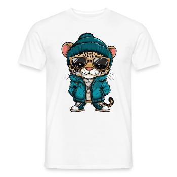 Leopard Cool Comic - Männer T-Shirt - Weiß - Vorne - AI Model Male 178 dark (178cm)