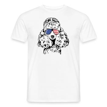 MINIATURE POODLE Poodle America Flag Dogs Wilsigns - Men's T-Shirt - white - Front - AI Model Male 178 dark (178cm)