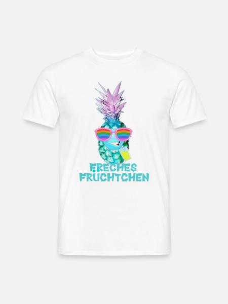 Freches Früchtchen, Ananas,Obst, Urlaub - Männer T-Shirt - Weiß