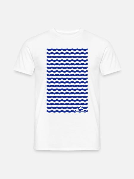 Wellen mit Boot - Männer T-Shirt - Weiß