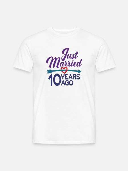 Gerade geheiratet vor 10 Jahren, 10. Hochzeitstag - Männer T-Shirt - Weiß