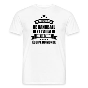 je suis coach de handball j'ai la meilleure équipe - T-shirt homme - blanc - Devant - AI Model Male 178 dark (178cm)