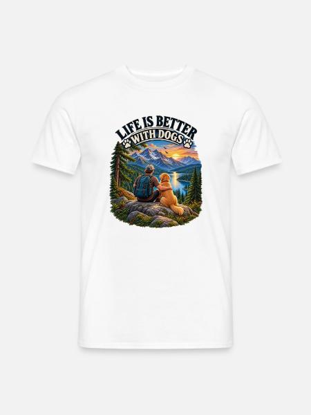 Life Is Better With Dogs - Männer T-Shirt - Weiß