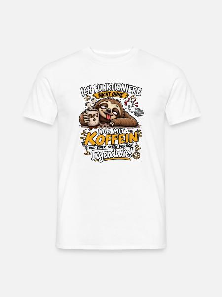 Müdes Faultier im Koffeinmodus - Männer T-Shirt - Weiß