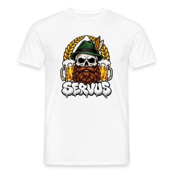 Servus Totenkopf mit Bier und Bart - Männer T-Shirt - Weiß - Vorne - AI Model Male 178 dark (178cm)