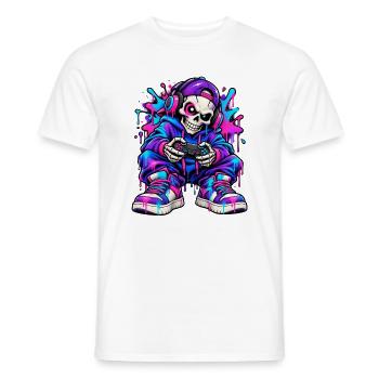 Neon-Graffiti-Gamer-Skelett – Gamer-Geschenk - Männer T-Shirt - Weiß - Vorne - AI Model Male 178 dark (178cm)