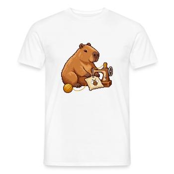 Capybara Pixel Art Designerin – Näherin - Männer T-Shirt - Weiß - Vorne - AI Model Male 178 dark (178cm)
