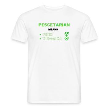 Pescetarian means Fish and Veggies Meaning - Men's T-Shirt - white - Front - AI Model Male 178 dark (178cm)